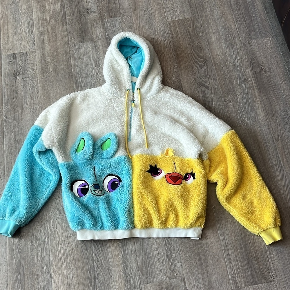 Disney Pixar Toy Story Ducky and Bunny 1/4 zip fleece jacket oversized medium